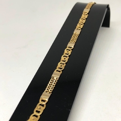 Pulsera de oro eslabon barbada barra diamantada - comprar online