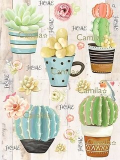 CACTUS Y SUCULENTAS D129 - DECOUPAGE A4