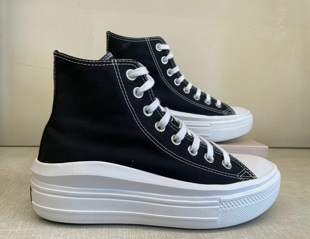 ALL STAR CHUCK TAYLOR PLATAFORMA MOVE PRETO LUA ROXA CANO LONGO