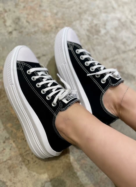 Tênis All Estrela Star Preto Chuck Taylor Lift Cano Baixo no Shoptime