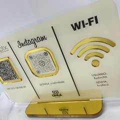Placa PIX, Instagram, e Wifi, personalizada - Dourada na internet