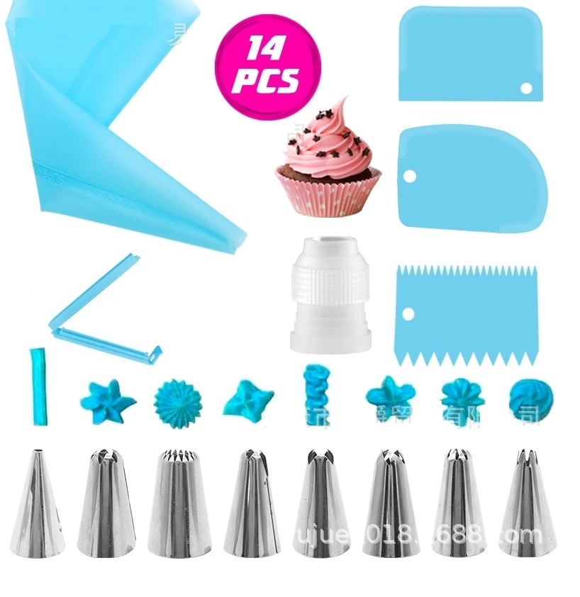 Kit 1 Saco Decorador Confeiteiro com 12 Bicos Inox para Bolo e Cup Cake