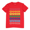 Camiseta Unissex LGBT na cor vermelha, com estampa Queer, malha 100% Algodão | Caraxi - Contém Orgulho LGBT