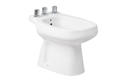 INODORO LARGO C/FIJACION MONACO BCO + DEPOSITO APOYO MONACO BCO + BIDE LLUVIA C/FIJACION MONACO 3 ORIFICIOS BCO + ASIENTO INOD MONACO PP/BR BCO - Carosio
