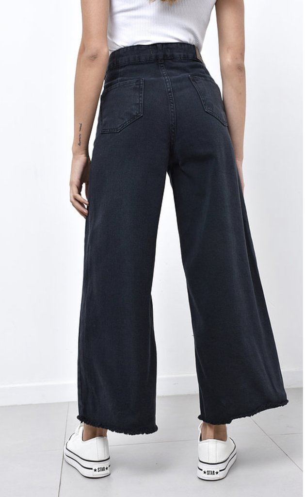 JEANS CULOTTE TIRO ALTO NEGRO BÁSICO