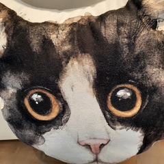 Almohadón gato negro y blanco en internet