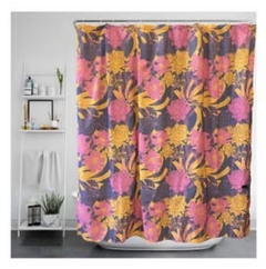 Cortina de baño modelo Peonias con gris en internet