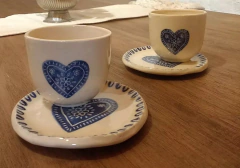 Juego Cuenco + Plato Corazón azul - comprar online