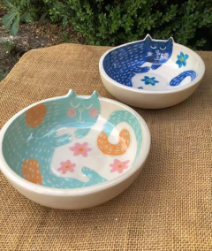 Cuenco Gato con flores - comprar online
