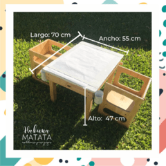 Mesa de Arte + Banquitos de 3 Posiciones - Hakuna Matata