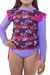 Conjunto de niña con proteccion UV en lycra floreada.