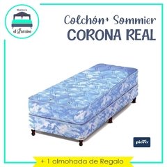 COLCHON + SOMMIER CORONA REAL  marca PIERO 190X100X26
