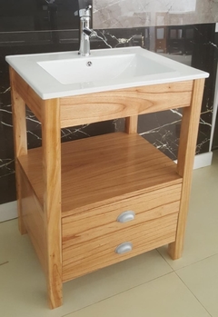 Vanitory 62x47 Color Miel 2 Cajones Con Bacha De Loza - comprar online
