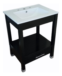 Vanitory 62cm De Ancho Color Lustre Wengue Con Cajon y bacha de loza blanca - comprar online