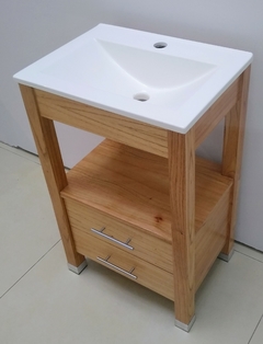 Vanitory 52cm De Ancho Color Miel Con 2 Cajones Barrita - comprar online