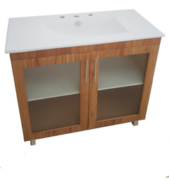 Vanitory 90 x 47 cm Bacha de Loza Con 2 Puertas Color Miel - tienda online