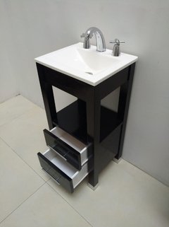 Vanitory 40cm ancho color Wengue con 2 cajones barrita - comprar online