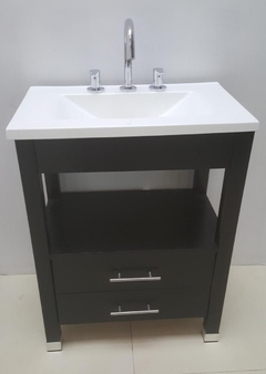 Vanitory 62cm Wengue 2 Cajones Y Bacha De Marmol Sintetico - tienda online