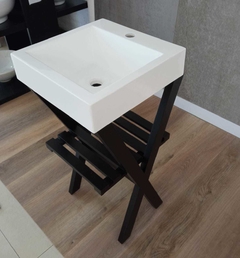Vanitory de 41x41cm Cruz Con Estante Tipo Deck Color Wengue - comprar online