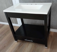 Vanitory 83 x 50 cm Bacha de Marmol Sintetico Color Wengue 1 Cajon - Mundo Vanitory