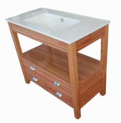 Vanitory 90x47 Con 4 Cajones Miel Bacha De Loza - tienda online