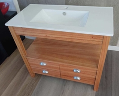 Vanitory 90x47 Con 4 Cajones Miel Bacha De Loza - comprar online