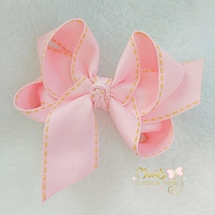 Laço de cabelo jeans rosa