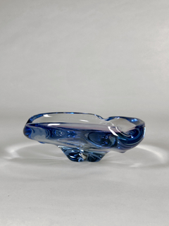 Cenicero en cristal aguamarina