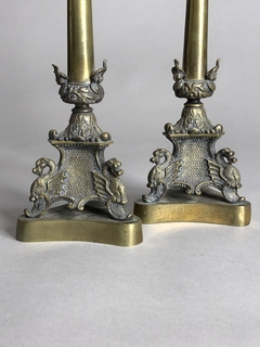 Candeleros Franceses época Napoleón III en bronce cincelado en internet
