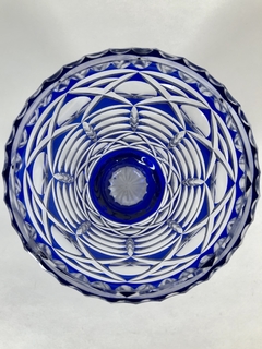 Vaso en cristal ransparente y azul