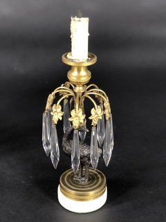 Candeleros época Regency en bronce y mármol con caireles - comprar online