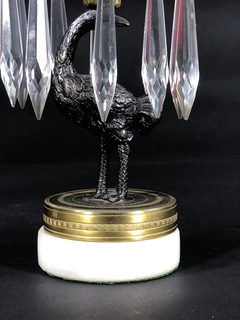Candeleros época Regency en bronce y mármol con caireles - tienda online