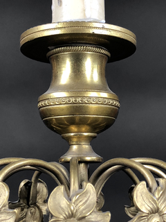 Candeleros época Regency en bronce y mármol con caireles