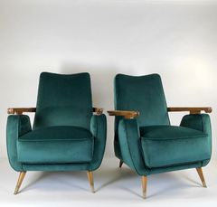 Sillones Deco en nogal y pana