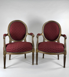 Sillones Franceses en haya dorada a la hoja