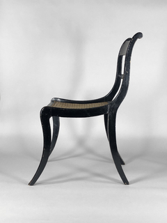 Sillas Inglesas ebonizadas con decoración floral Circa 1820 - tienda online