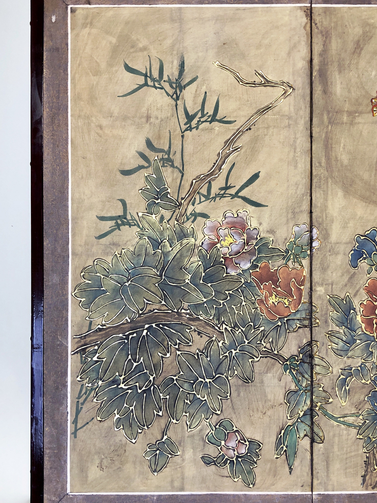 Biombo Chino Realizado En Papel Con Motivos De Flores Ramas Y P jaros Biombo Chino Realizado En Papel Con Motivos De Flores Ramas Y P jaros