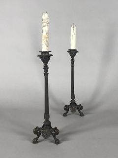 Candeleros Franceses en bronce empavonado, circa 1805 - comprar online