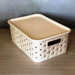 Caja deco con tapa chica beige