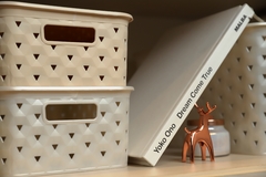 Caja deco con tapa chica beige en internet