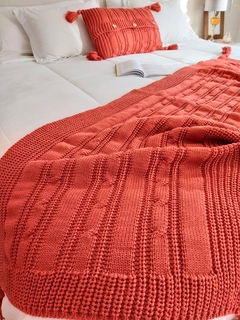 Pie de cama/ manta +Funda para almohadón LADRILLO - Modo Orden