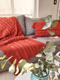 Imagen de Pie de cama/ manta +Funda para almohadón LADRILLO