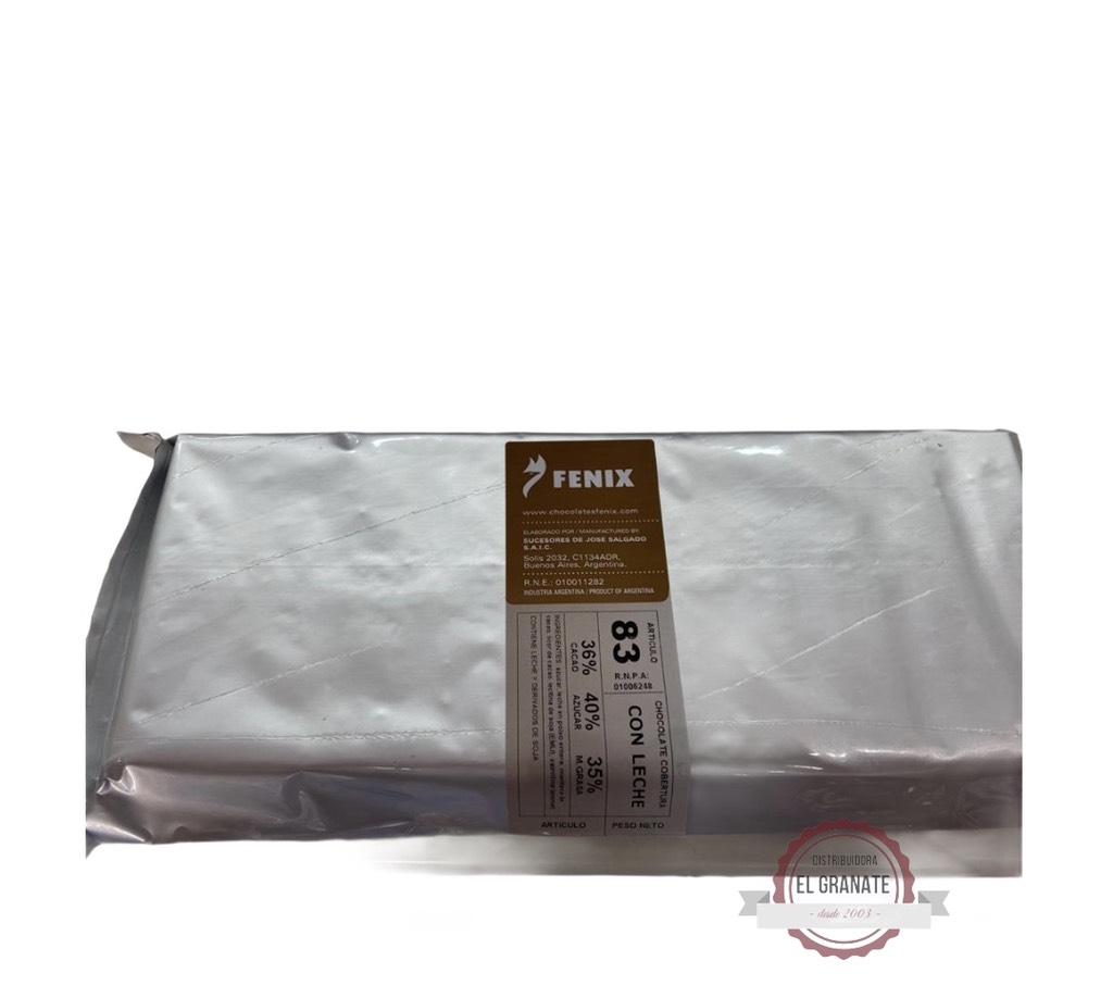 Chocolate cobertura fénix con leche por 1 kilo