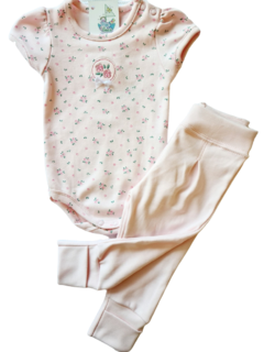 BODY MANGA CURTA + CALÇA FLORAL