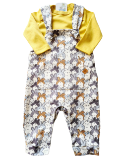CONJUNTO BODY MANGA LONGA E JARDINEIRA
