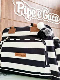 BOLSA EVERYDAY BROCKLYN LISTRADA BRANCO E PRETO