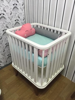 MINI-BERÇO e CO-SLEEPER (PRODUTO 2x1) + COLCHÃO / MADEIRA MACIÇA / PEÇA DE MOSTRUÁRIO