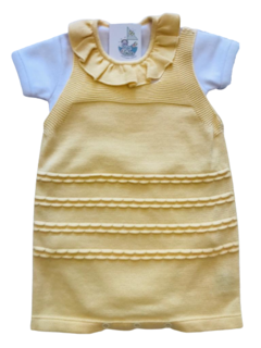 CONJUNTO TRICOT JARDINEIRA NERVURAS