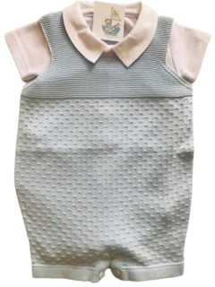 CONJUNTO TRICOT JARDINEIRA PONTILHADO