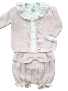 CONJUNTO TRICOT CASACO + SHORTS + BODY